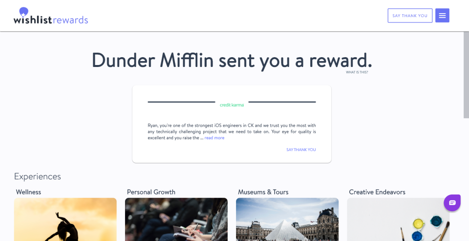 screenshot of Wishlist Rewards